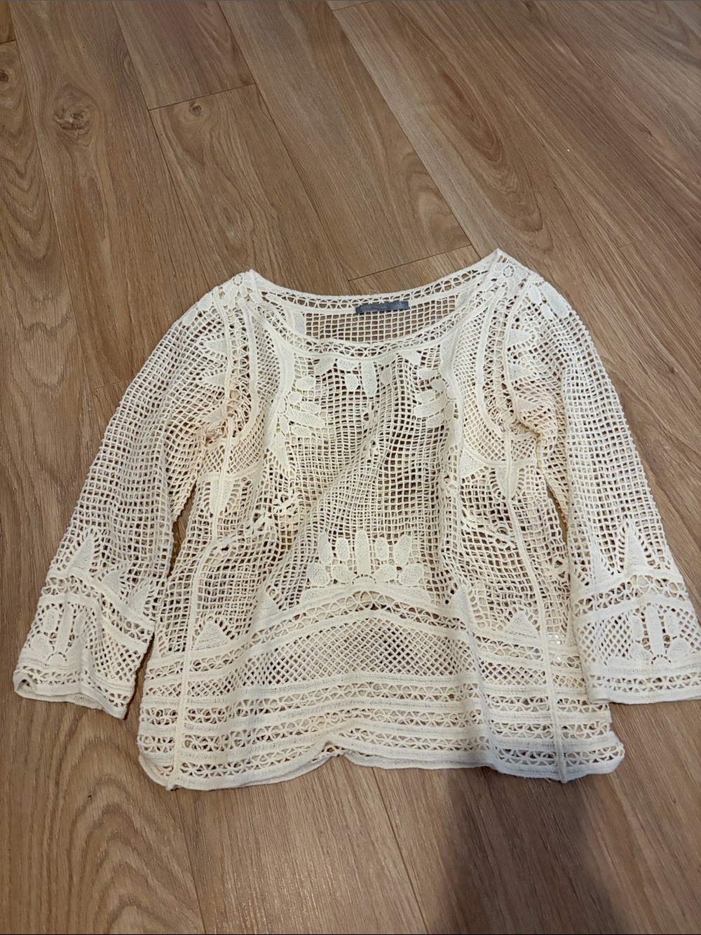 Avia Cream Crochet Lace Tunic Top